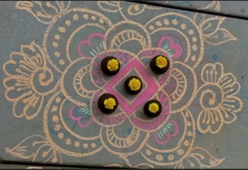 Rangoli made of Gobbis by Village young girls