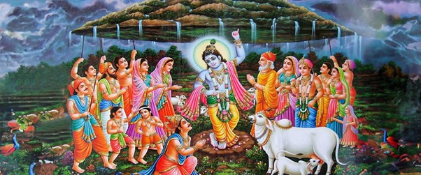 Lord Krishna Lifting Govardhan